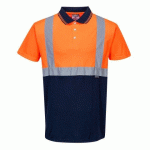 LOT DE 2 - PORTWEST S479 POLO BICOLORE ORANGE/MARINE - TAILLE XS