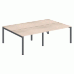 PÔLE 4 BUREAUX DROITS ARKO L 240 X P 168 CM PLATEAUX CHÊNE CLAIR PIÈTEMENT MÉTAL ARCHE ANTHRACITE