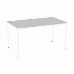 TABLE À MANGER VERSYS AVEC BASE BLANCHE RAL 9003 140 X 80 X 743 CM GRIS CLAIR
