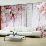 ARTGEIST - PAPIER PEINT FLEURS DE POMMIER - 100 X 70 CM - BLANC ET ROSE