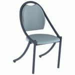 CHAISE 280 ALU ASS/DOS ABAKA GRIS BLEU - 4P NOIR SABLÉ - MOBIDECOR