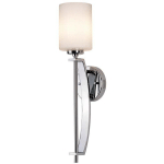 ETC-SHOP - APPLIQUE SALLE DE BAIN LAMPE TORCHE LED VERRE OPALE CHROME H 48,9 CM