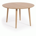TABLE EXTENSIBLE OQUI RONDE PLACAGE DE CHÊNE ET PIEDS EN BOIS Ø 120 (200) X 120 CM - MARRON - KAVE HOME
