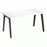 BUREAU DROIT EDEN ARCHE BLANC L 140 CM AVEC GOULOTTE PIED ANTHRACITE