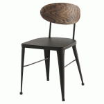 CHAISE AUSTIN DOS PIN VIEILLI VEINÉ - ASS/PIÈT ACIER ANTHRAC - JAYSO