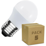 LEDKIA - PACK 5 AMPOULES LED E27 5W 400 LM G45 NO FLICKER BLANC CHAUD 2800K - 3200K 180º