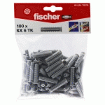 CHEVILLES UNIVERSELLES EN NYLON AVEC COLLERETTE - 6 X 30 MM - 20 PIÈCES - SX FISCHER