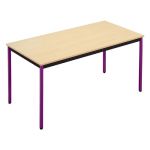 TABLE POLYVALENTE DROIT - L. 120 X P. 60 CM - PLATEAU ERABLE - PIEDS PRUNE