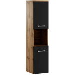 ARMOIRE DE RANGEMENT DE MONTREAL - BADPLAATS - 131 CM CHENE AVEC NOIR - CHÊNE AVEC NOIR MAT