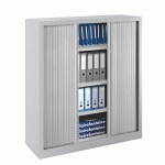 ARMOIRE À RIDEAUX MONOBLOC ECO-CONÇUE DÉCOR H 136 X L 120 CM CORPS ALU/RIDEAUX ALUMINIUM