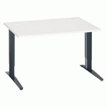 BUREAU DROIT EXCELLENS L 120 CM BLANC RÉGLABLE EN HAUTEUR PIÉTEMENT MÉTA ANTHRACITE