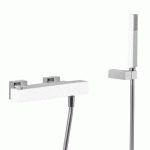 DOUCHE THERMOSTATIQUE DOUCHETTE À MAIN ANTICALCAIRE AVEC SUPPORT ORIENTABLE ET FLEXIBLE. - TRES 4071649