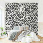 MURALE - LEOPARD PRINT WITH WATERCOLOUR PATTERN IN GREY DIMENSION HXL: 192CM X 192CM MATÉRIEL: SMART