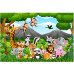 PAPIER PEINT INTISSÉ - WILD JUNGLE ANIMALS - MURAL LARGE DIMENSION HXL: 190CM X 288CM