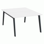 PÔLE DE 2 BUREAUX EDEN ARCHE BLANC + GOULOTTE L 120 CM PIÈTEMENT CARBONE