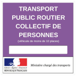 SIGNALETIQUE.BIZ FRANCE - VIGNETTE TRANSPORT PUBLIC ROUTIER COLLECTIF DE PERSONNES PERSONNALISABLE NUMÉRO DE LICENCE. ÉTIQUETTE TRANSPORT COLLECTIF