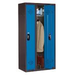 VESTIAIRE AVANTAGE - INDUSTRIE PROPRE - 3 COLONNES - CORPS ANTHRACITE - PORTES BLEU