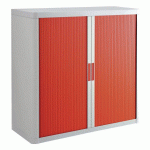 ARMOIRE EASY OFFICE HAUTEUR 104 CM CORPS BLANC RIDEAUX COLORIS ROUGE - MANUTAN COLLECTIVITÉS