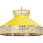 LAMPE À SUSPENSION LUMIÈRE DOUCE ABAT-JOUR EN COTON ROTIN NATUREL ET JAUNE BATALI - JAUNE