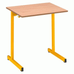 LOT DE 2 - TABLE SCOLAIRE 1 PLACE SYLLAB - L.70 CM - PLATEAU HÊTRE - TAILLE 5 POUR CE2/CM1 - JAUNE