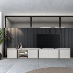 SKRAUT HOME - MEUBLE TV EFFET BOIS BEIGE 309X35X50CM