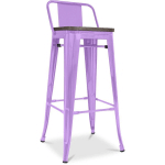 TABOURET DE BAR DESIGN INDUSTRIEL AVEC DOSSIER - BOIS ET ACIER - 76CM - STYLIX VIOLET CLAIR - BOIS, ACIER - VIOLET CLAIR