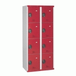 VESTIAIRE 2 COLONNES 4 CASES MONOBLOC ROUGE