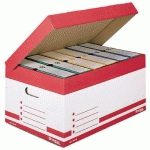 LOT DE 25 - CAISSE ARCHIVES CARTON BRUNEAU - H 27 X L 55 X P 36 CM - HAUTE RÉSISTANCE - COULEURS ASSORTIES