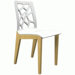 CHAISE IRISS 4 PIEDS COQUE GRIS PERLE/HÊTRE NATUREL