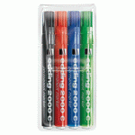 MARQUEUR PERMANENT RECHARGEABLE EDDING E2000C POINTE OGIVE 1,5 MM - POCHETTE 4 COULEURS ASSORTIES