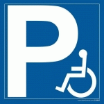 PANNEAU PARKING P + PICTOGRAMME HANDICAPÉ 250X250MM