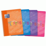 LOT DE 10 - CAHIER OXFORD DE TEXTES 17X22CM GRANDS CARREAUX SEYÈS 148 PAGES RELIURE SPIRALE COUVERTURE POLYPRO COLORIS ASSORTIS