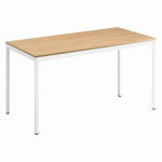TABLE DE BUREAU MULTI-USAGE ÉCO CHÊNE CLAIR 140 X 70 CM PIÈTEMENT BLANC