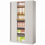 ARMOIRE MÉTAL MONOBLOC ROCKY - A RIDEAUX - H. 198 X L. 120 CM - CORPS GRIS  - RIDEAUX GRIS