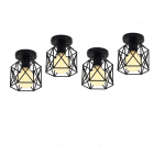 PLAFONNIER INDUSTRIELLE RETRO EN MÉTAL CUBE CARRÉ FER SUSPENSION LUMINAIRE POUR SALON CHAMBRE BAR SALLE À MANGER NOIR 4PCS