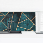 CRÉDENCE ADHÉSIVE - DARK TURQUOISE WITH GOLD DIMENSION HXL: 50CM X 175CM MATÉRIEL: PREMIUM