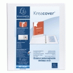 CLASSEUR PP PERSONNALISABLE KREACOVER - 4 ANNEAUX EN D 25MM - A4 MAXI - BLANC - LOT DE 10