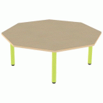 TABLE CARÉLIE OCT Ø120 T1 STR POLY. HÊTRE MIEL BEIGE/VERT AC - MOBIDECOR