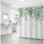 AQUARELLE BOTANIQUE FEUILLES VERTES RIDEAU DE DOUCHE PLANTES BRANCHE BOUQUET MOTIF FLORAL EUCALYPTUS RIDEAU DE DOUCHE AVEC TOILE DE FOND BLANC 72X72