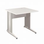 BUREAU DROIT ACTIVITY - L. 80 X P. 80 CM - PLATEAU BLANC - PIEDS L 'BLANC'