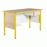 CHAIRE DE PROFESSEUR,1 TABLETTE,1 TIROIR, PLATEAU HÊTRE, CHANTS ALAISÉS, JAUNE - MANUTAN COLLECTIVITÉS