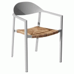 FAUTEUIL BAGE WICKER/ALU - BEIGE/BLANC
