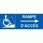 LOT DE 2 - PANNEAU PICTO RAMPE ACCÈS PMR FLÈCHE DROITE - 350 X 125 - VINYLE SOUPLE AUTOCOLLANT
