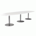 TABLE CONFÉRENCE ELGA PIED COROLLE360X113 CM PLATEAU STRATIFIÉ BLANC/ALU - MANUTAN COLLECTIVITÉS