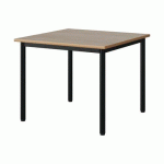 TABLE MALIBU 80X80CM T4 4P STRA ALAISÉ CHÊNE 1146/NOIR 9005