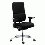 CHAISE DE BUREAU IMAX TISSU NON FEU NOIR, MÉCANISME SYNCHRONE AUTO RÉGULÉ, PIEDS ALU, ACCOUDOIRS 3D