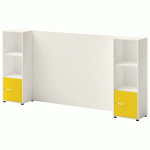 ENSEMBLE MEUBLE TV ET RANGEMENT IVO N°3 BLANC/PORTE JAUNE - QUADRIFOGLIO