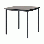 TABLE MALIBU 80X80 T6 4P STRA ANTIB GRIS U727/NOIR GRIS 7016