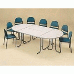 TABLE RECTANGULAIRE PLIANTE PLATEAU GRIS CLAIR L 120 X P 70 CM - CLASSIQUE - PIÉTEMENT NOIR