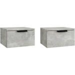 TABLES DE CHEVET MURALES 2 PCS GRIS BÉTON 34X30X20 CM